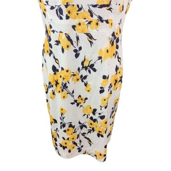 J Peterman Yellow Floral Sleeveless Sheath Dress 12 Fitted Sleeveless - Picture 3 of 7